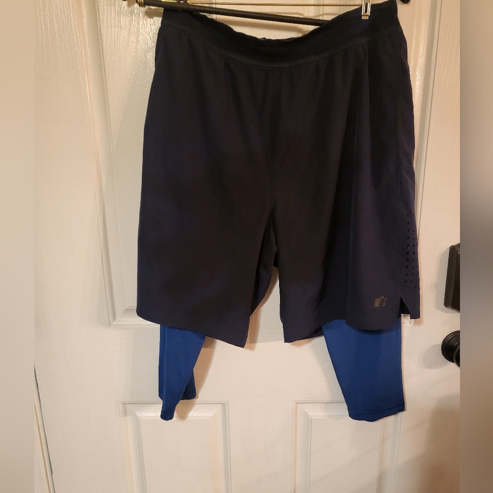 Russell Athletic training shorts, SIze Large; Blue.
